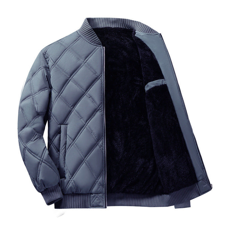 Men's Diamond Quilted Fleece Bomber – Detail View