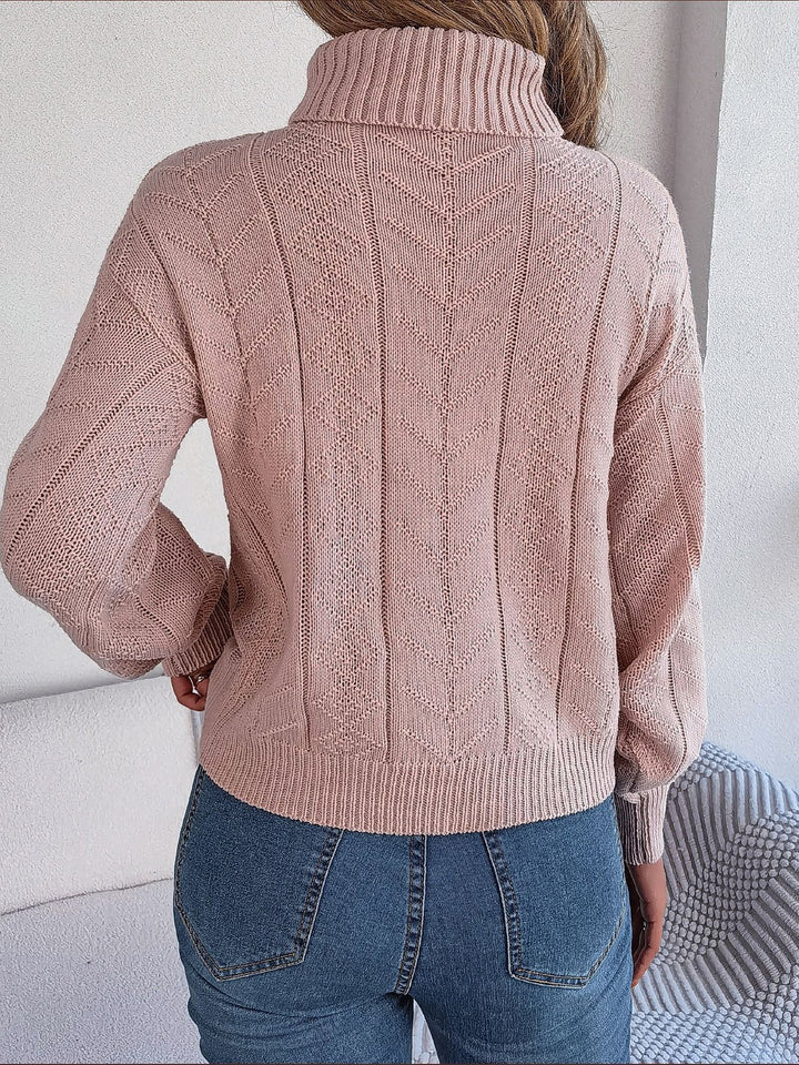 PRUDENCE | WOMEN'S CABLE KNIT SWEATER TURTLENECK OVERSIZED PULLOVER 10