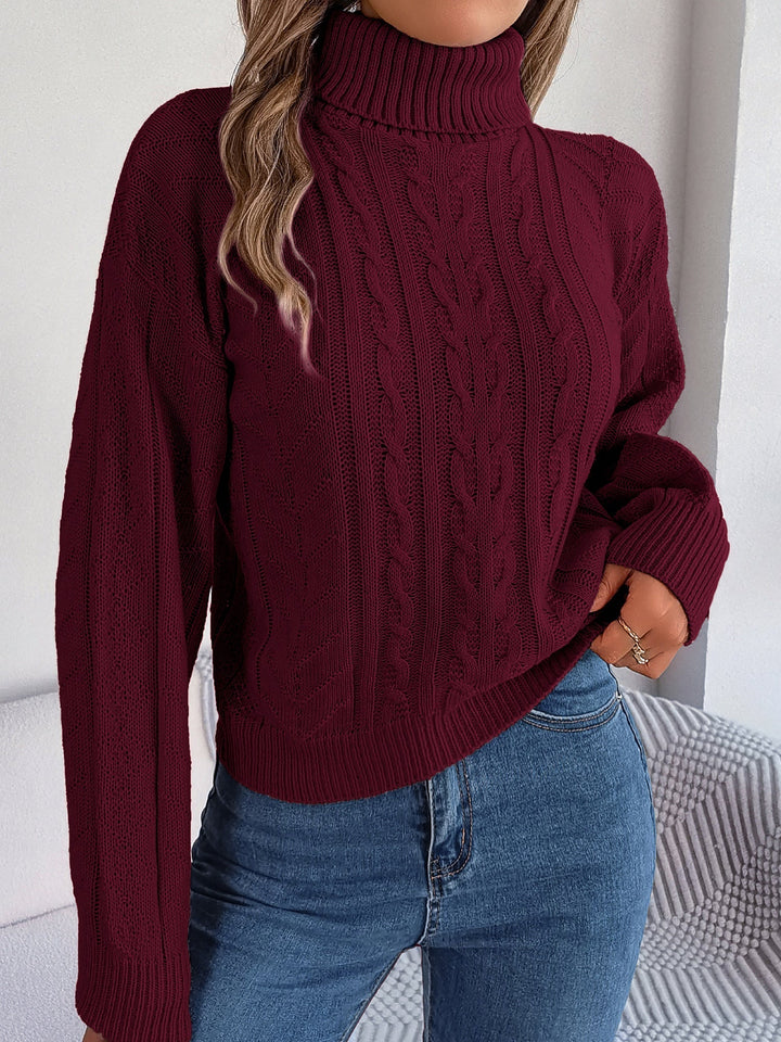 PRUDENCE | WOMEN'S CABLE KNIT SWEATER TURTLENECK OVERSIZED PULLOVER 3
