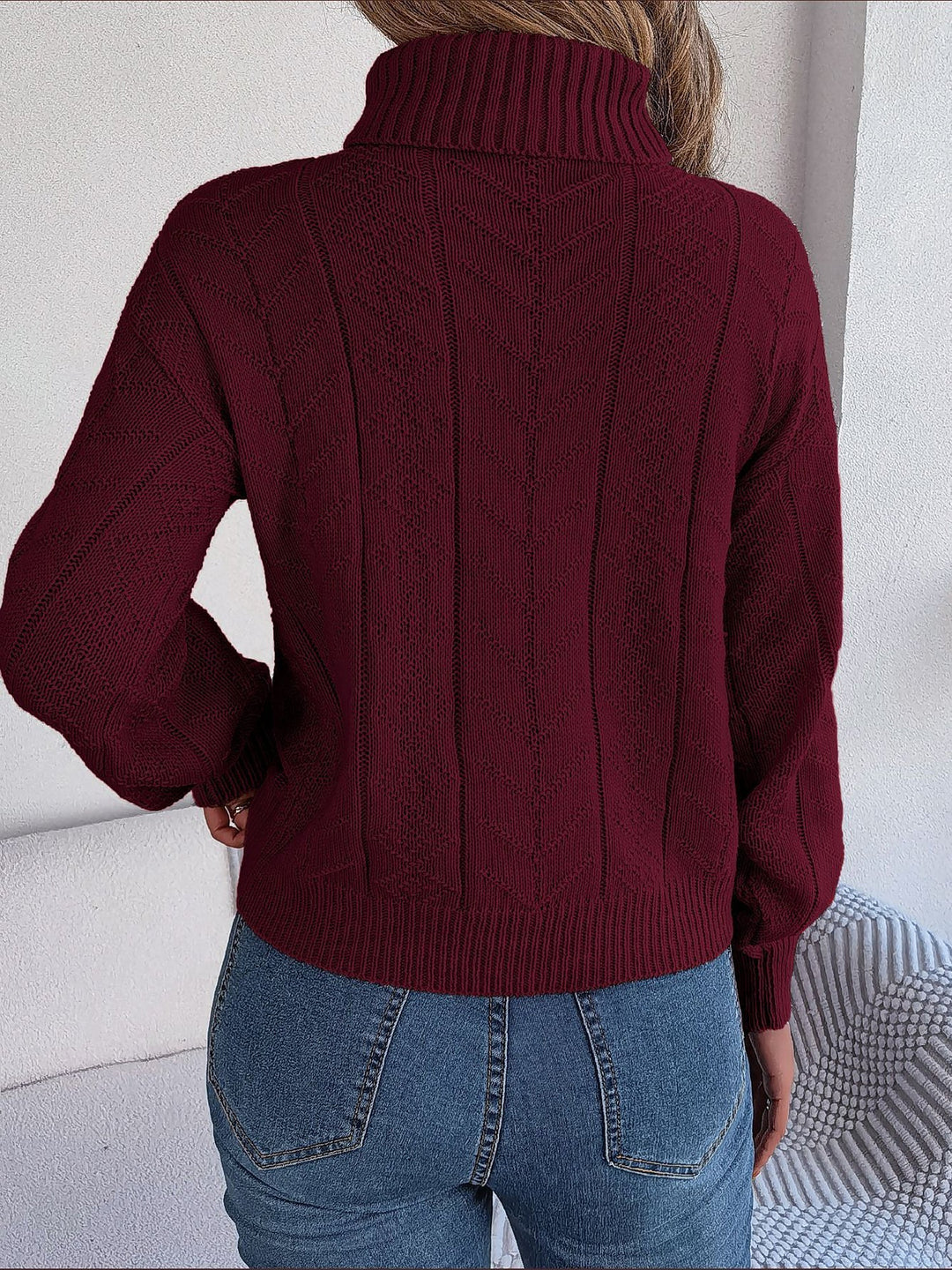 PRUDENCE | WOMEN'S CABLE KNIT SWEATER TURTLENECK OVERSIZED PULLOVER 4