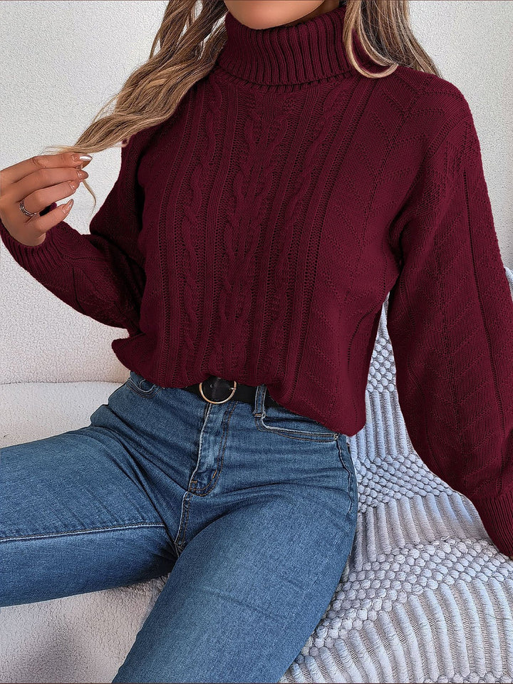 PRUDENCE | WOMEN'S CABLE KNIT SWEATER TURTLENECK OVERSIZED PULLOVER 6