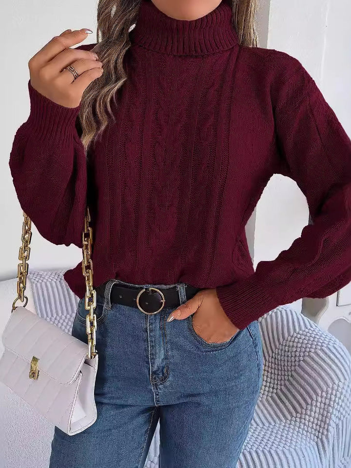 PRUDENCE | WOMEN'S CABLE KNIT SWEATER TURTLENECK OVERSIZED PULLOVER 7