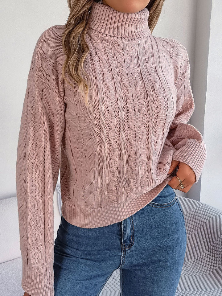 PRUDENCE | WOMEN'S CABLE KNIT SWEATER TURTLENECK OVERSIZED PULLOVER 9