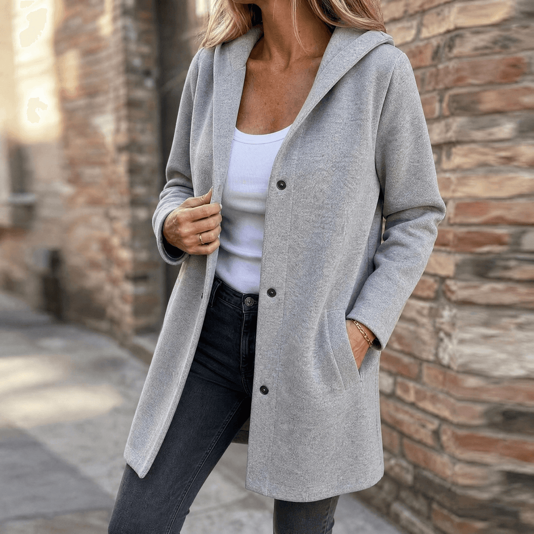 Women's Plus Size Hooded Long Cardigan – Gray
