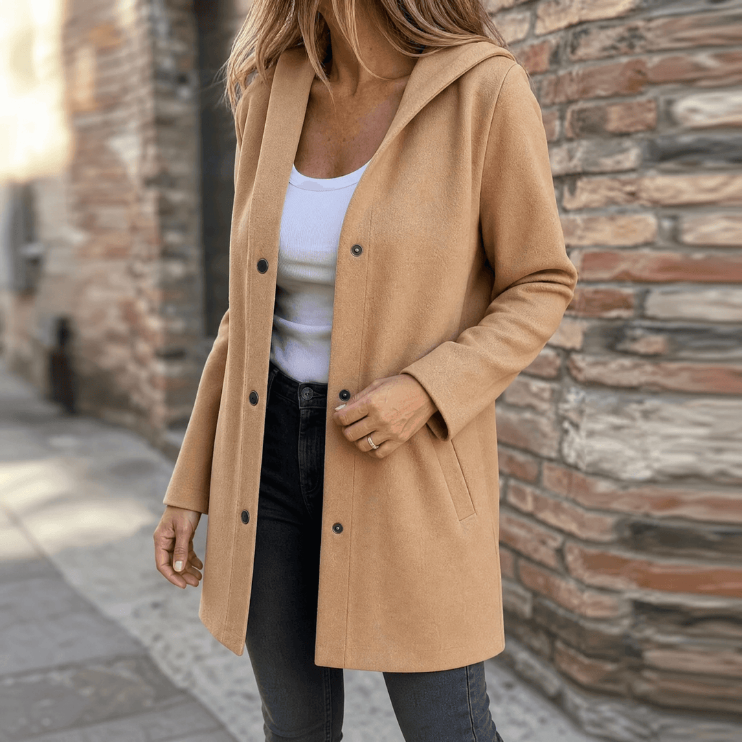 Women's Plus Size Hooded Long Cardigan – Camel