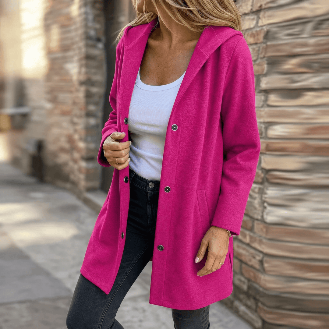 Women's Plus Size Hooded Long Cardigan – Pink