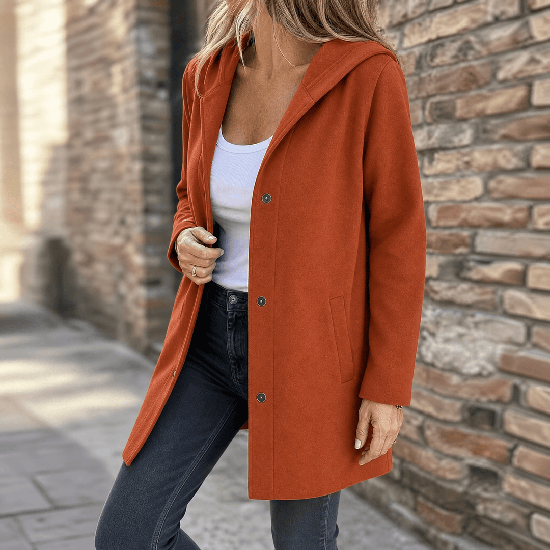 Women's Plus Size Hooded Long Cardigan – Orange