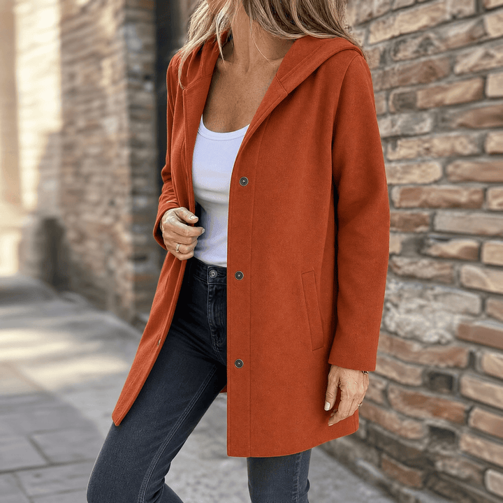Women's Plus Size Hooded Long Cardigan – Orange
