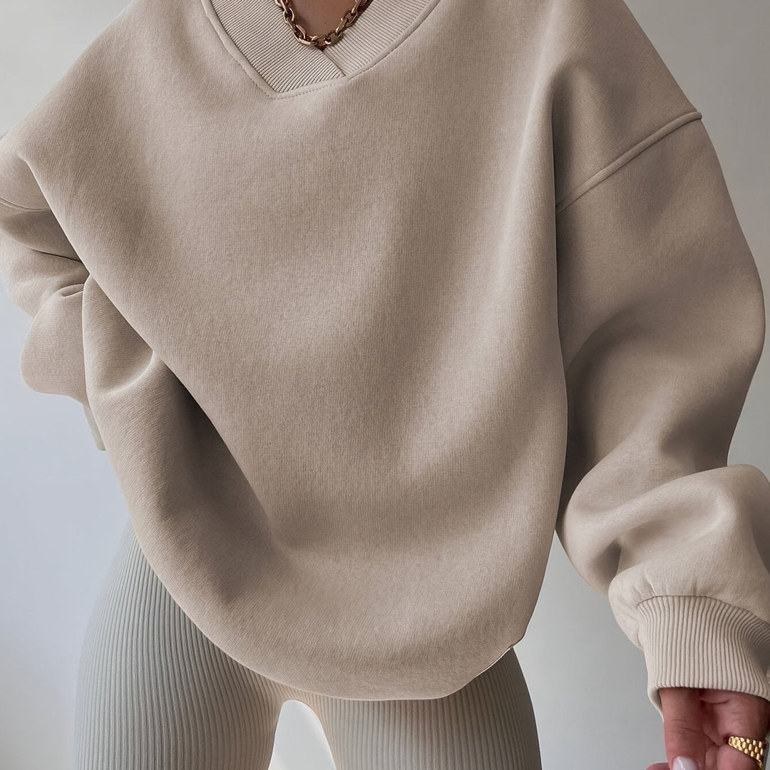 RADEGONDE | WOMEN'S OVERSIZED V NECK SWEATSHIRT FLEECE PULLOVER 1