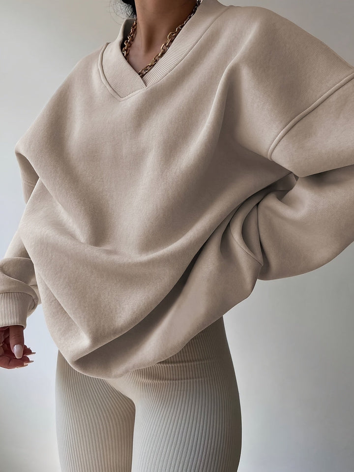 RADEGONDE | WOMEN'S OVERSIZED V NECK SWEATSHIRT FLEECE PULLOVER 3