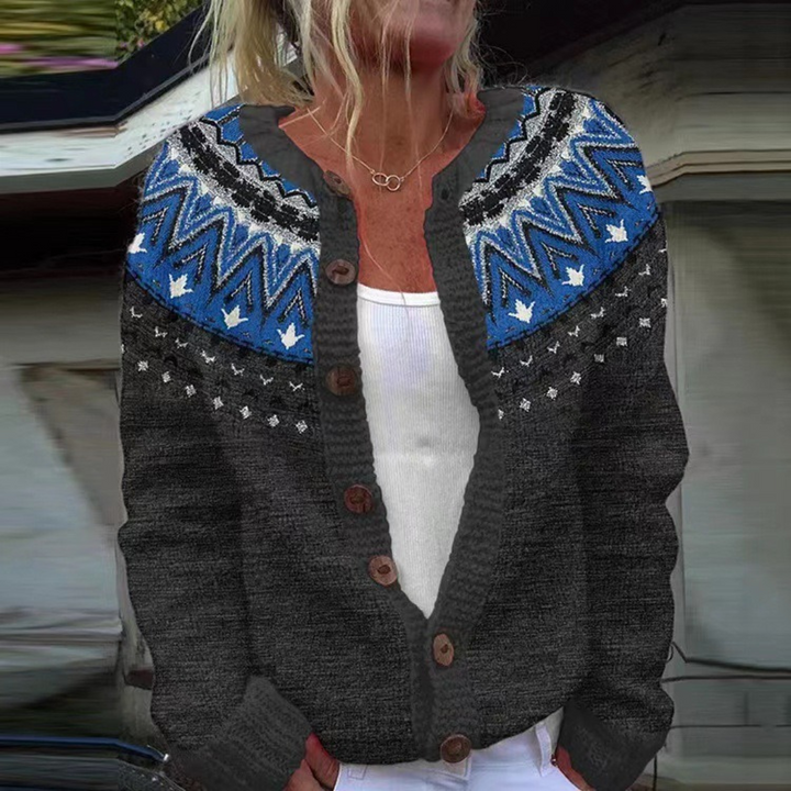 RAGNA | WOMEN'S FAIR ISLE CARDIGAN SWEATER WOOL KNIT PATTERNED 1