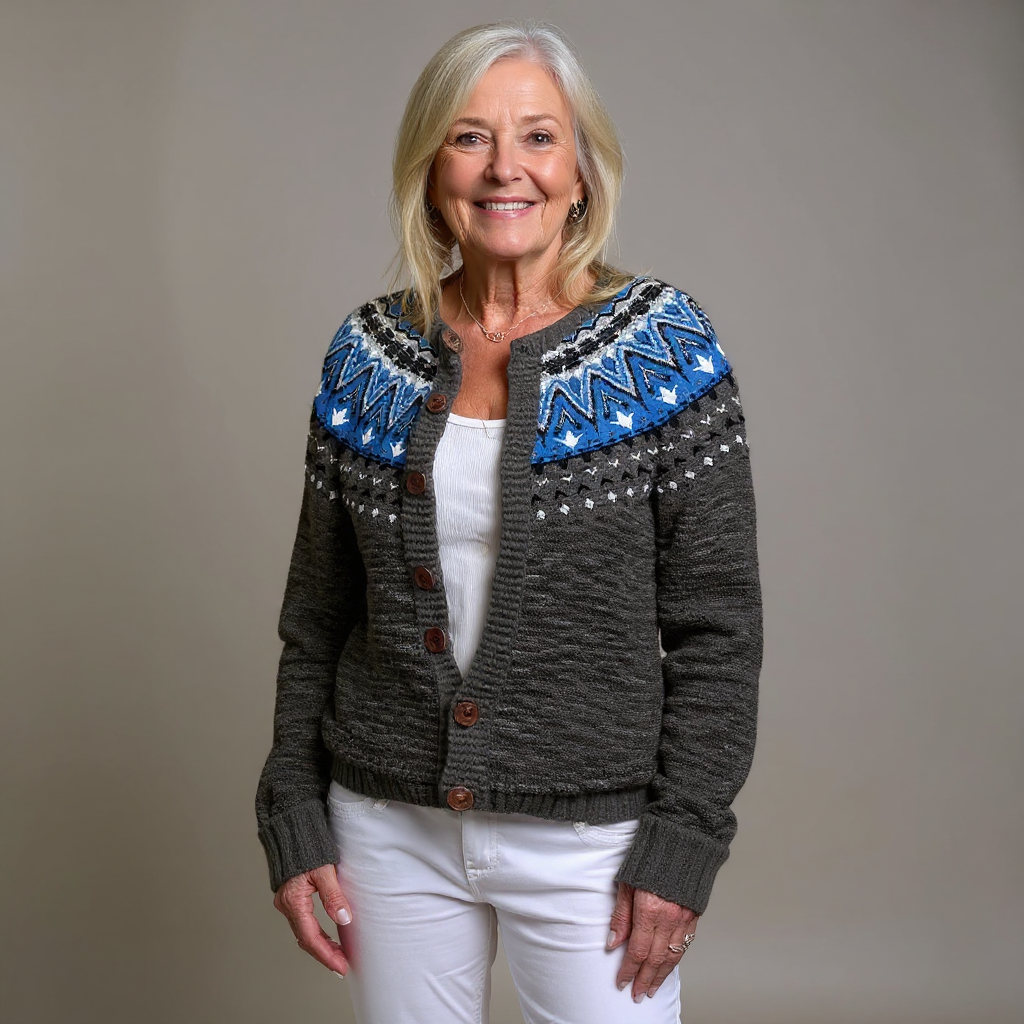 RAGNA | WOMEN'S FAIR ISLE CARDIGAN SWEATER WOOL KNIT PATTERNED 3