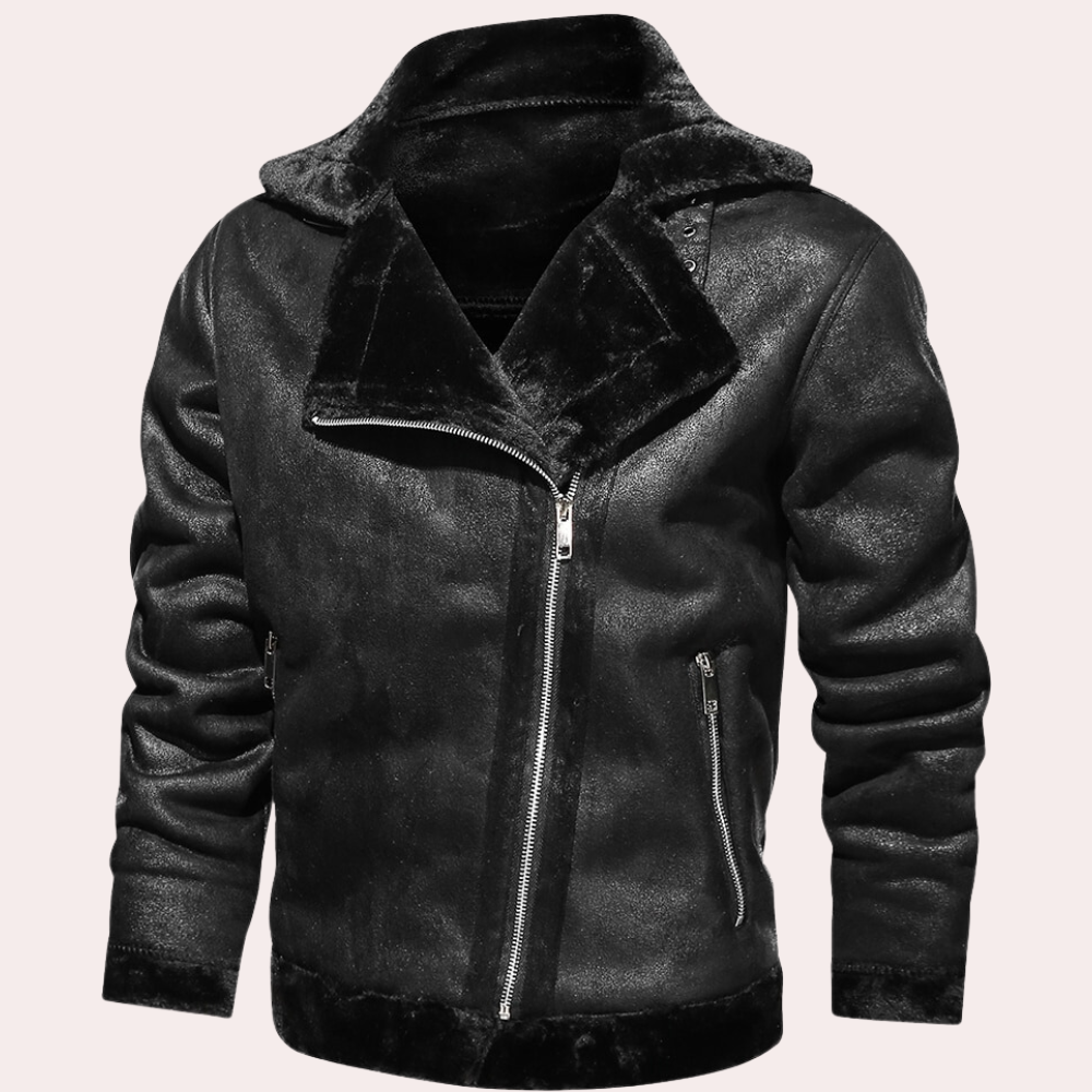 RAOUL | MEN'S SHEARLING JACKET LEATHER BIKER FUR LINED 1