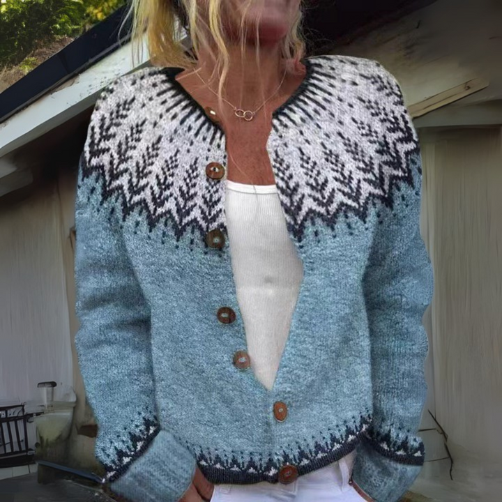 REVA | WOMEN'S FLORAL CARDIGAN SWEATER FAIR ISLE KNIT BUTTON 1