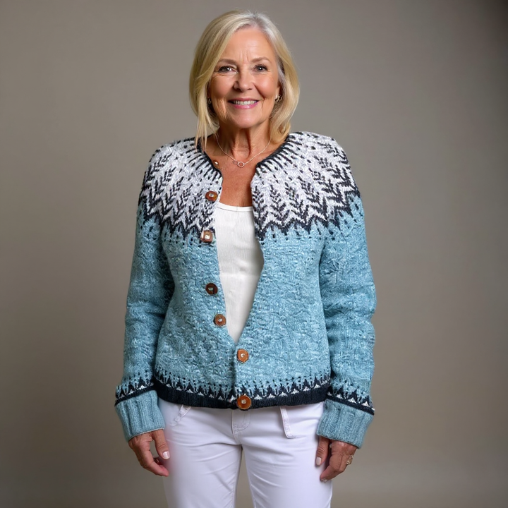 REVA | WOMEN'S FLORAL CARDIGAN SWEATER FAIR ISLE KNIT BUTTON 2