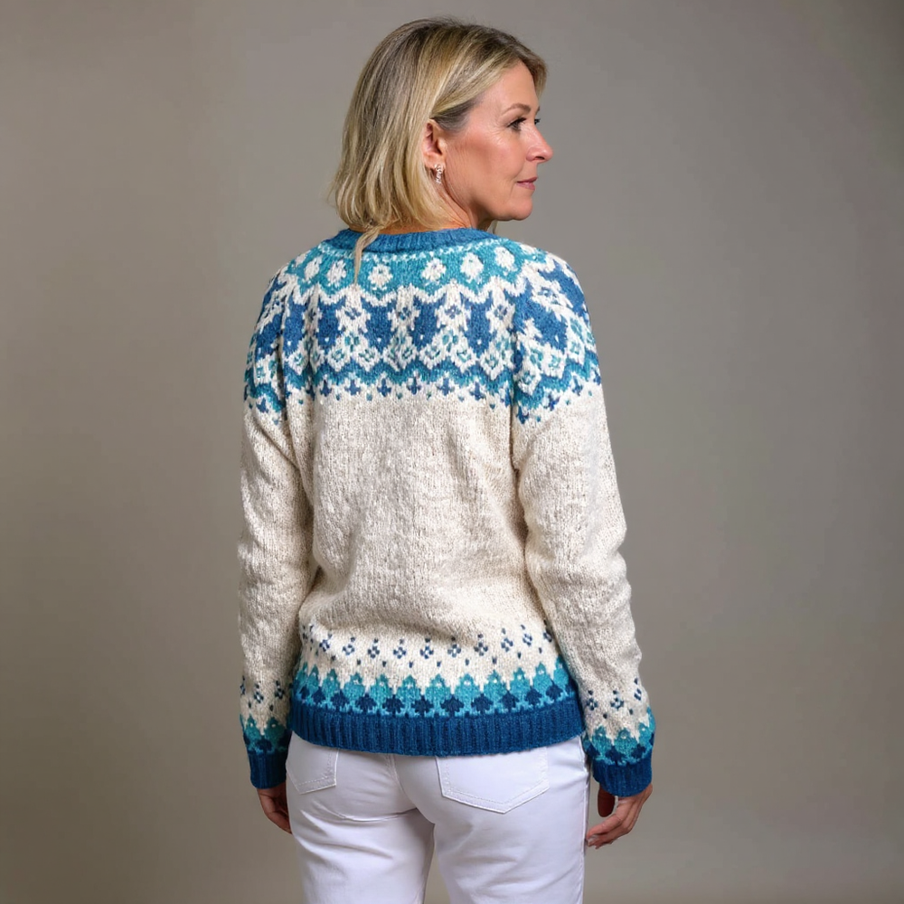 RICA | WOMEN'S FAIR ISLE CARDIGAN SWEATER WINTER KNIT BUTTON 2