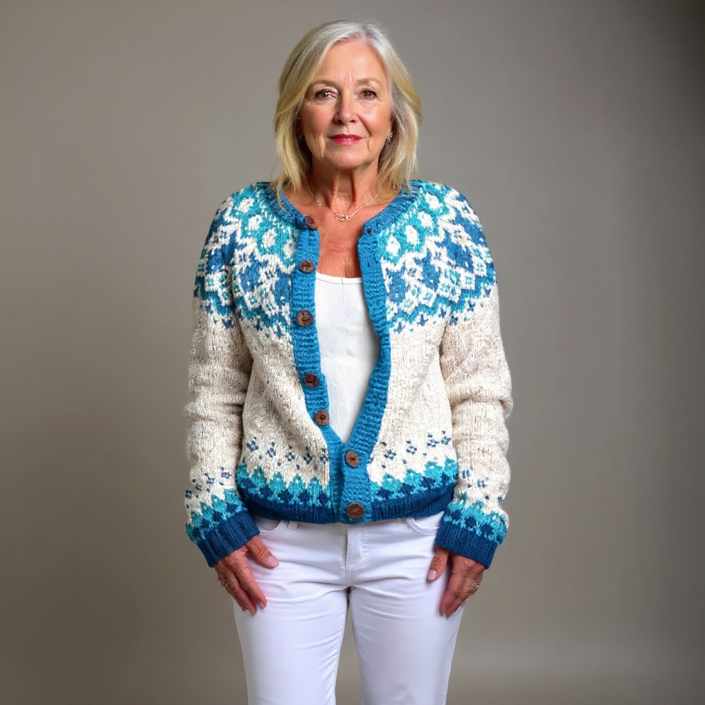 RICA | WOMEN'S FAIR ISLE CARDIGAN SWEATER WINTER KNIT BUTTON 3