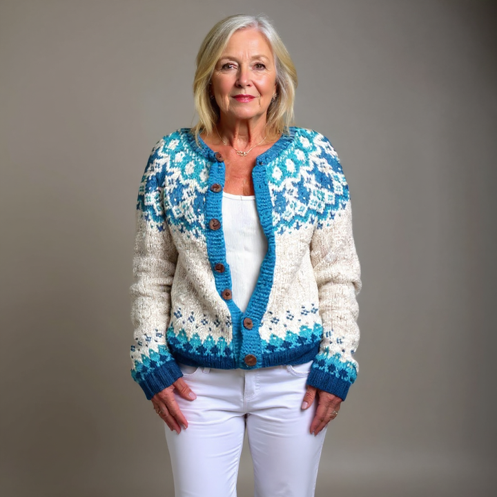 RICA | WOMEN'S FAIR ISLE CARDIGAN SWEATER WINTER KNIT BUTTON 3