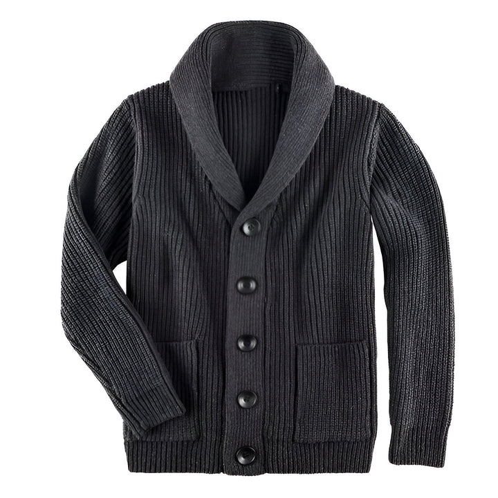 RIDGE | MEN'S SHAWL COLLAR CARDIGAN WITH POCKETS CABLE KNIT 1