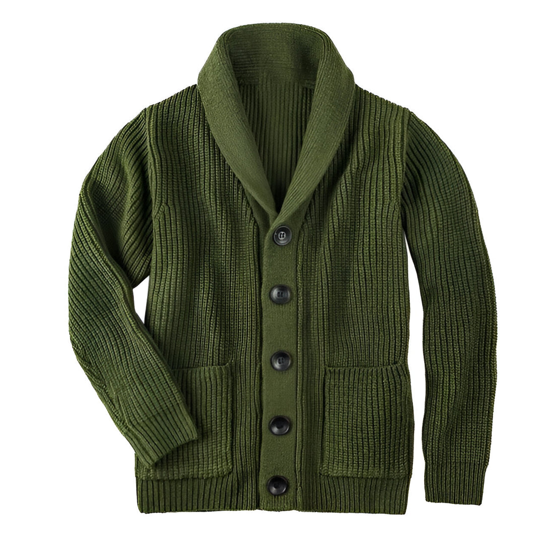 RIDGE | MEN'S SHAWL COLLAR CARDIGAN WITH POCKETS CABLE KNIT 2