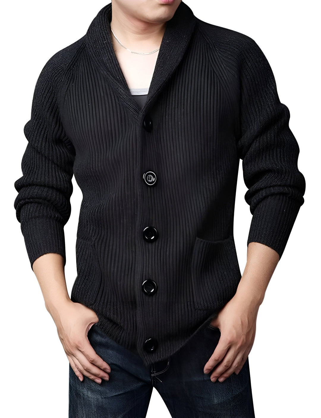 RIDGE | MEN'S SHAWL COLLAR CARDIGAN WITH POCKETS CABLE KNIT 4
