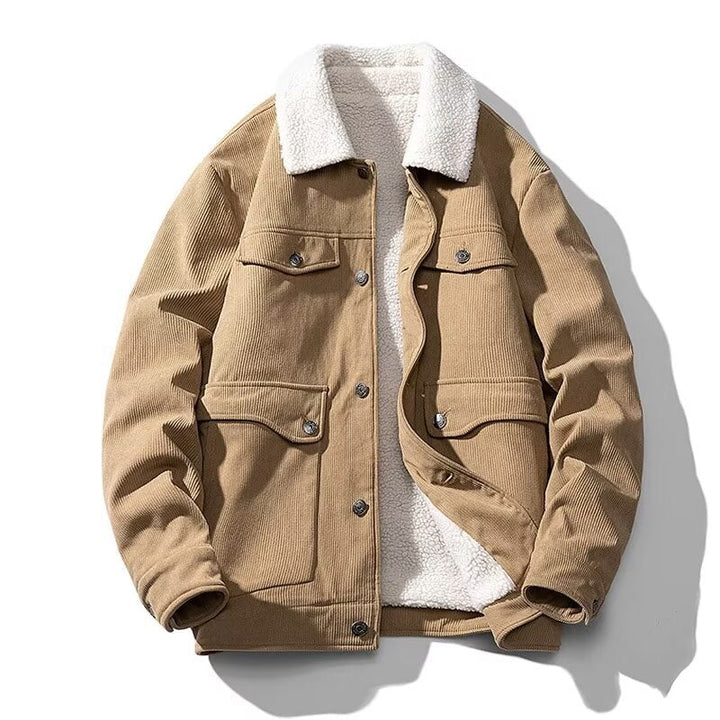 Men's Corduroy Sherpa Trucker Jacket – Khaki