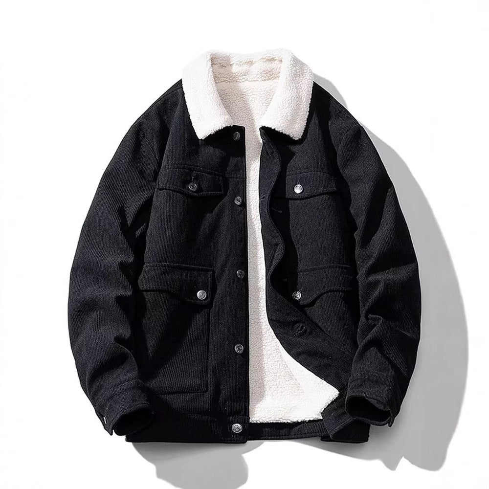 Men's Corduroy Sherpa Trucker Jacket – Detail View