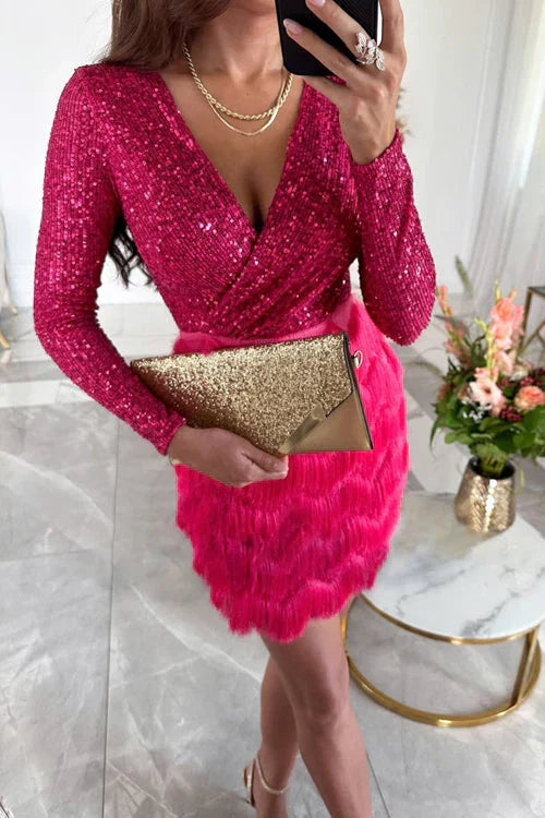 ROSALIE - SEQUIN LONG SLEEVE MINI DRESS 2