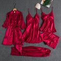 Rosalind | Women's 5-Piece Satin Lace Pajama Set