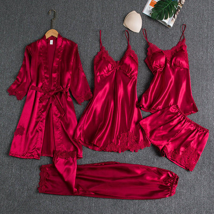 ROSALIND | WOMEN'S SATIN PAJAMA SET LACE TRIM 1
