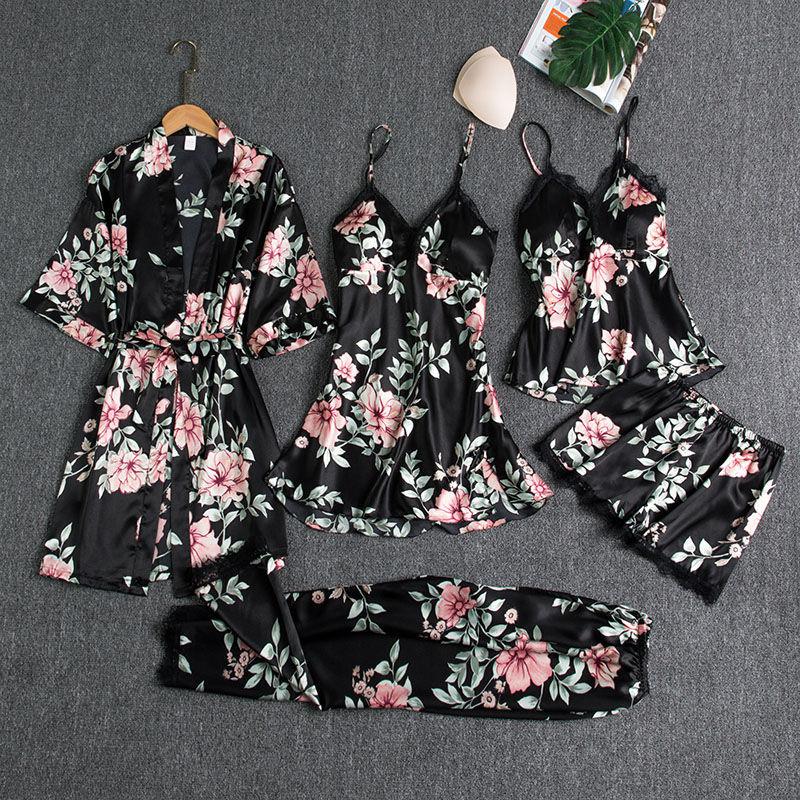 ROSALIND | WOMEN'S SATIN PAJAMA SET LACE TRIM 10