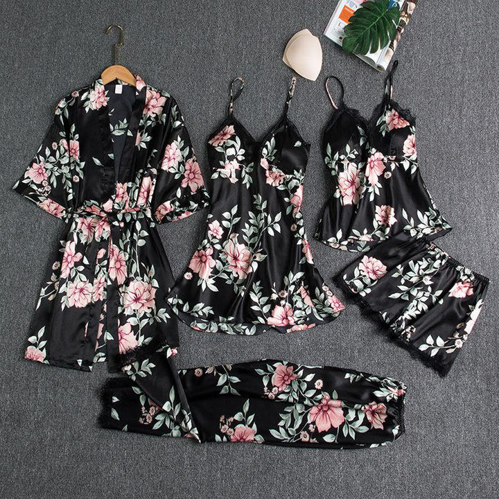 ROSALIND | WOMEN'S SATIN PAJAMA SET LACE TRIM 10