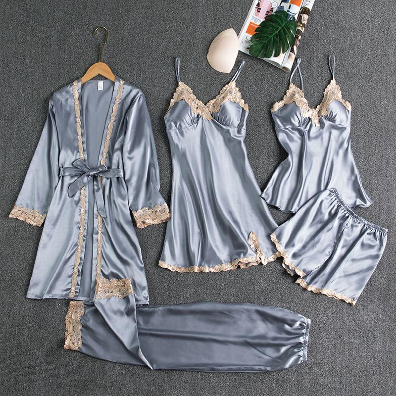 ROSALIND | WOMEN'S SATIN PAJAMA SET LACE TRIM 11
