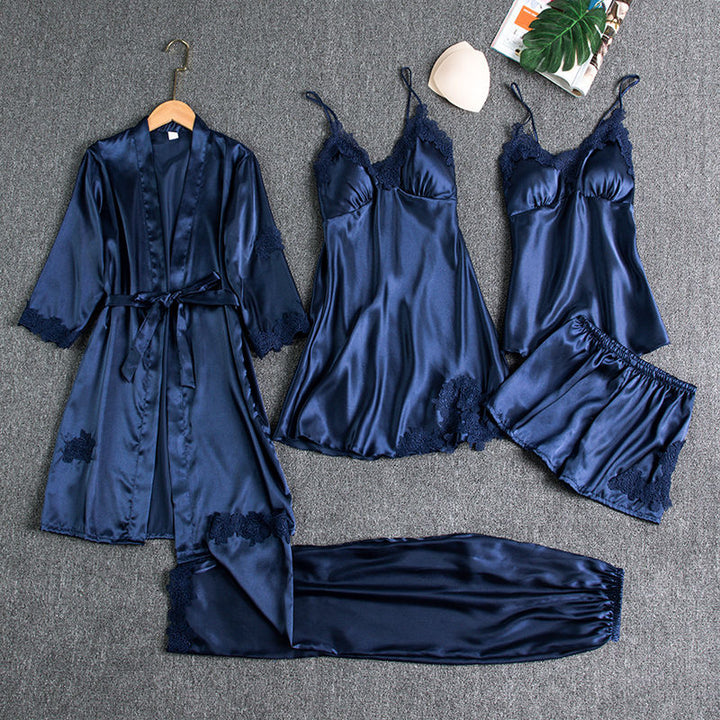 ROSALIND | WOMEN'S SATIN PAJAMA SET LACE TRIM 3