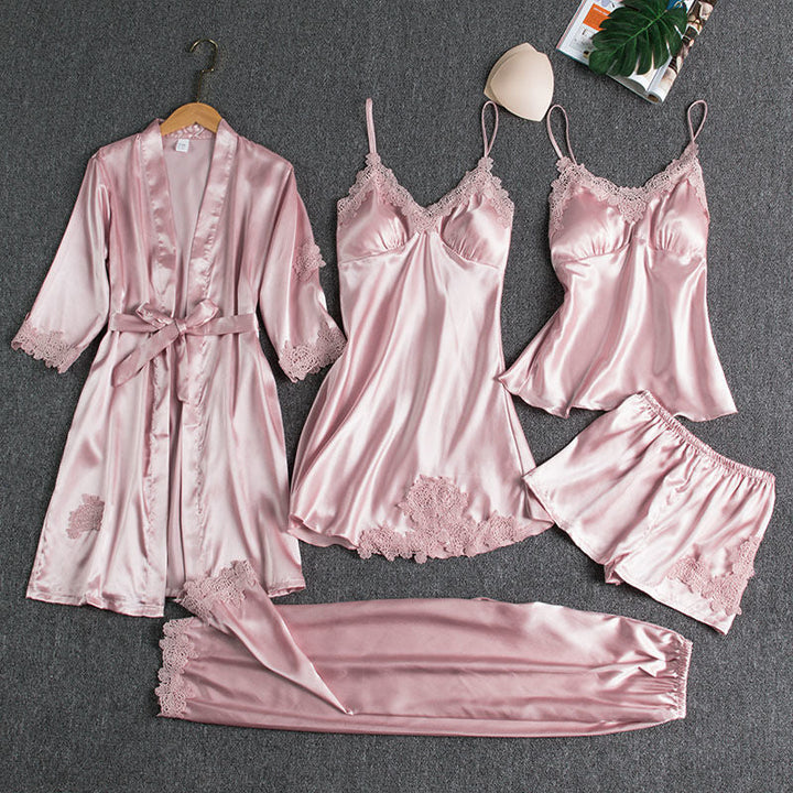 ROSALIND | WOMEN'S SATIN PAJAMA SET LACE TRIM 5