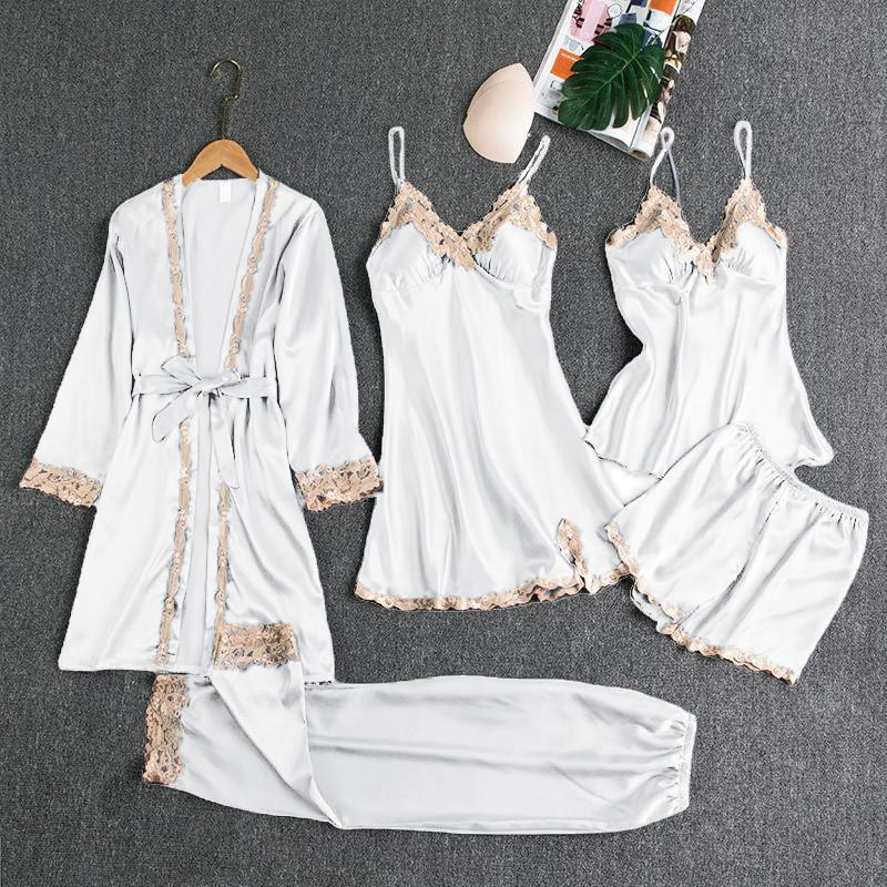 ROSALIND | WOMEN'S SATIN PAJAMA SET LACE TRIM 7
