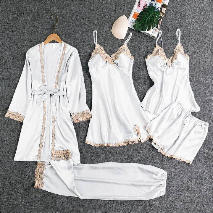 ROSALIND | WOMEN'S SATIN PAJAMA SET LACE TRIM 7