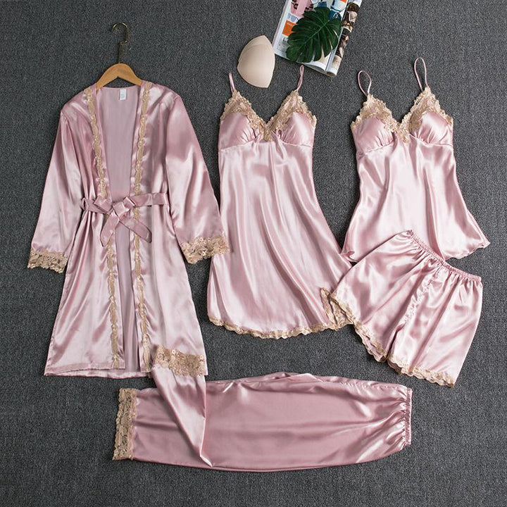 ROSALIND | WOMEN'S SATIN PAJAMA SET LACE TRIM 8