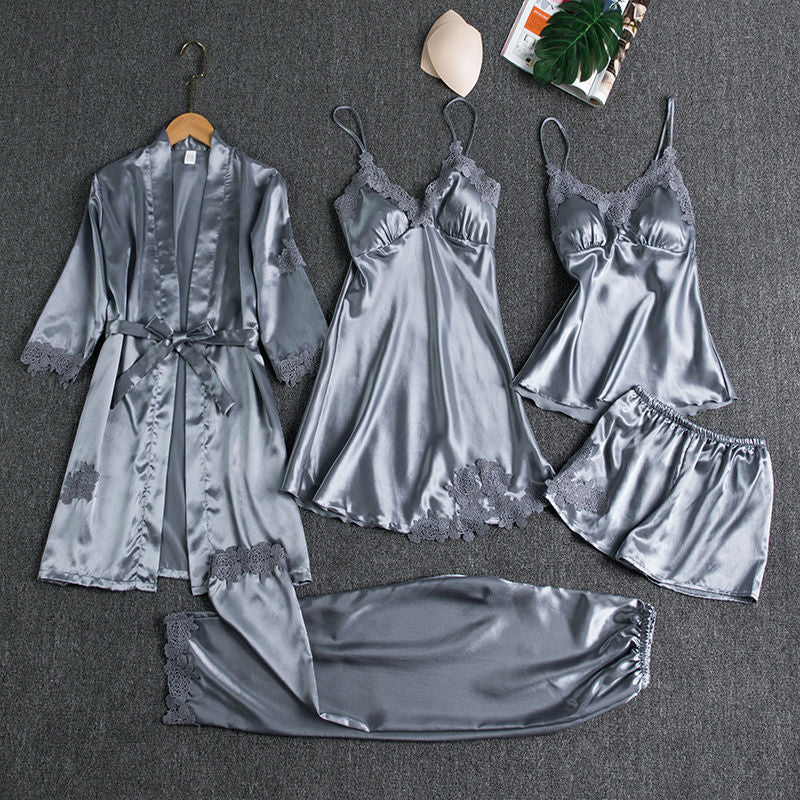 ROSALIND | WOMEN'S SATIN PAJAMA SET LACE TRIM 9