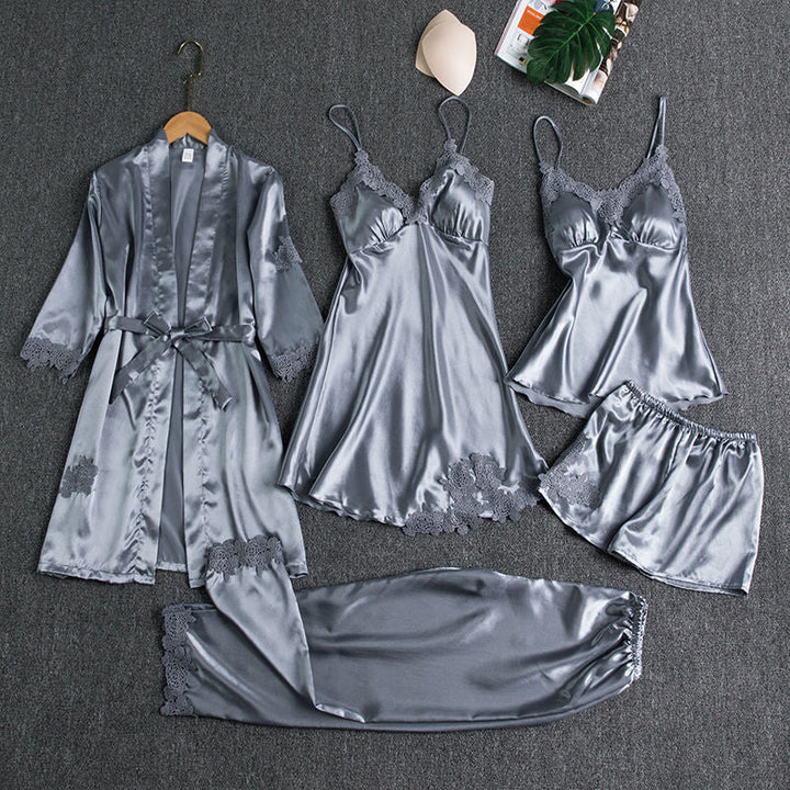 ROSALIND | WOMEN'S SATIN PAJAMA SET LACE TRIM 9