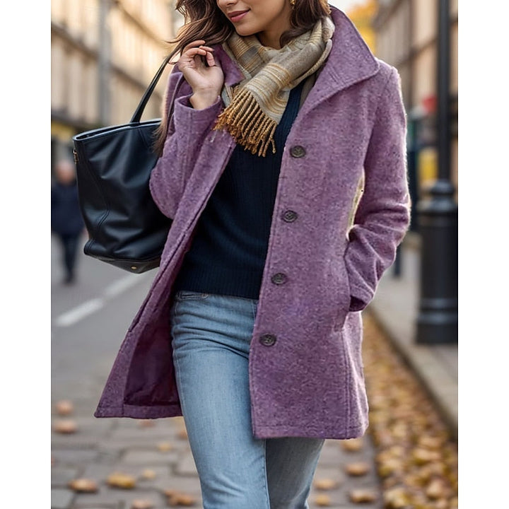 Women's Wool-Blend Car Coat – Purple