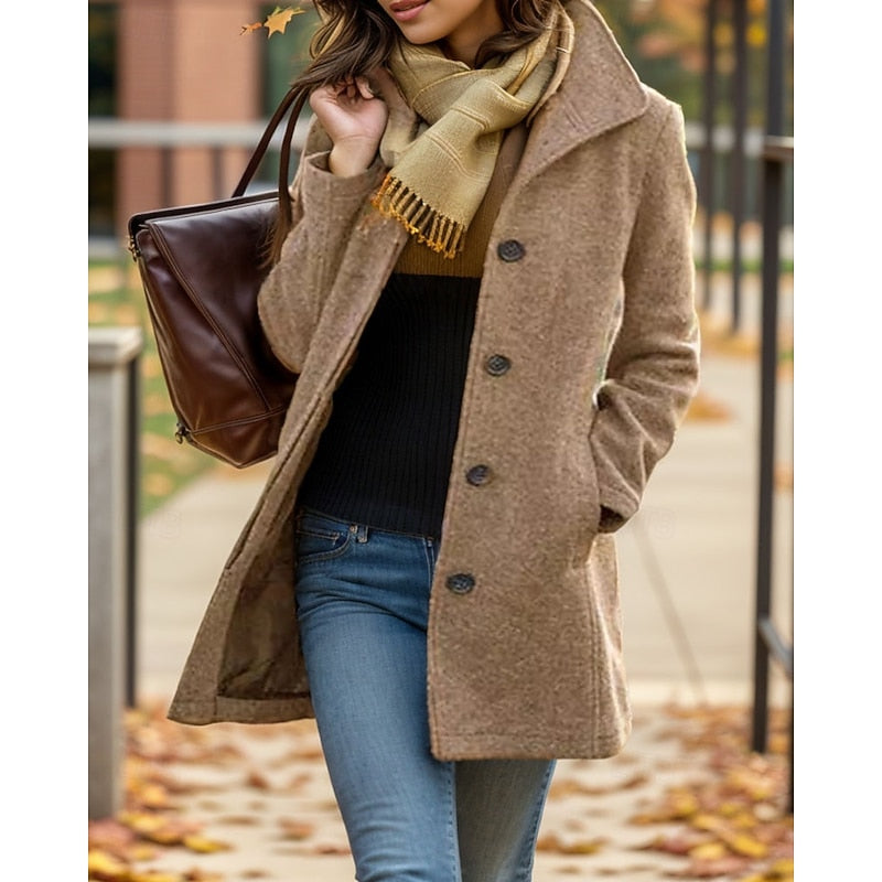 Women's Wool-Blend Car Coat – Khaki