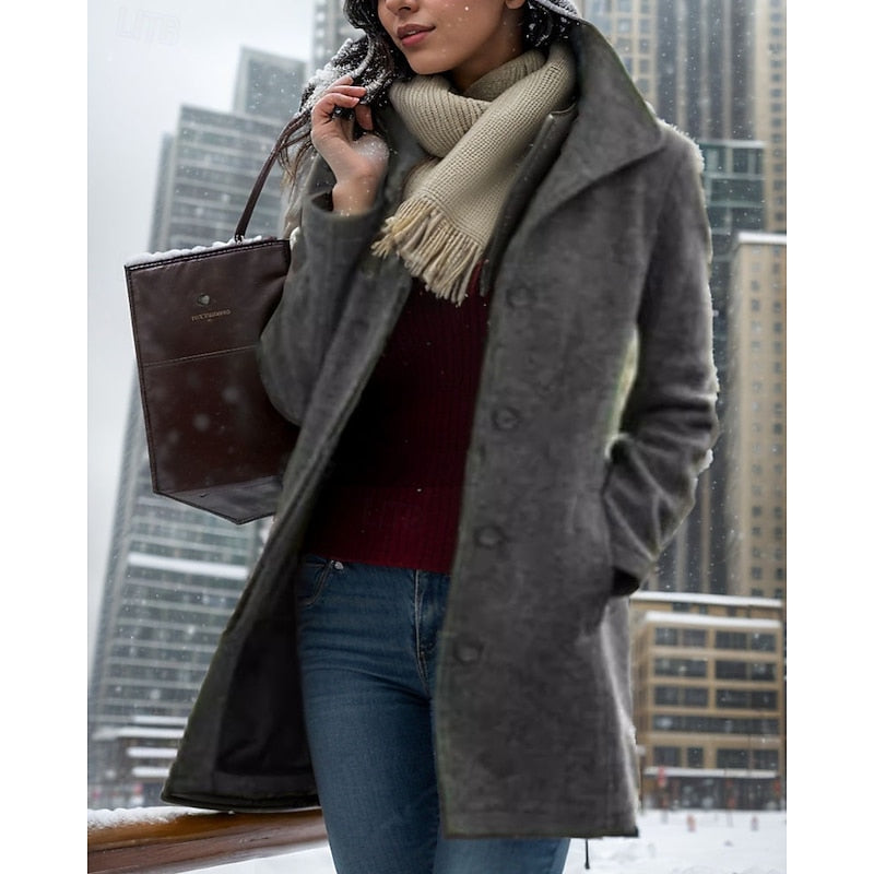Women's Wool-Blend Car Coat – Gray