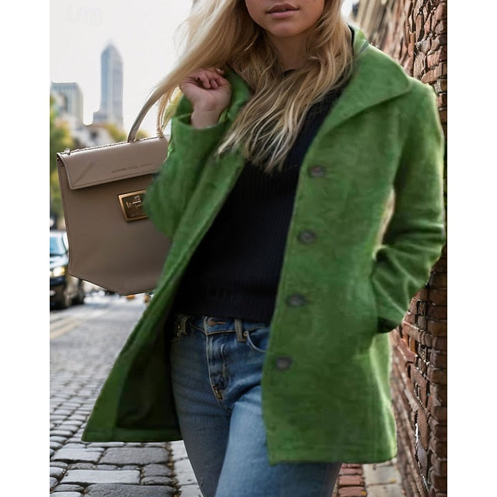 Women's Wool-Blend Car Coat – Green