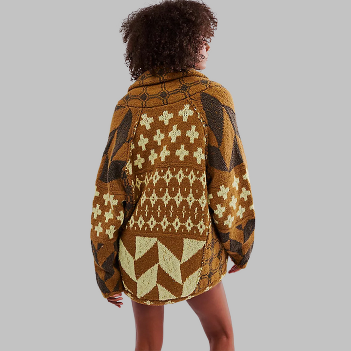 Women's Boho Shawl Collar Cardigan – Brown