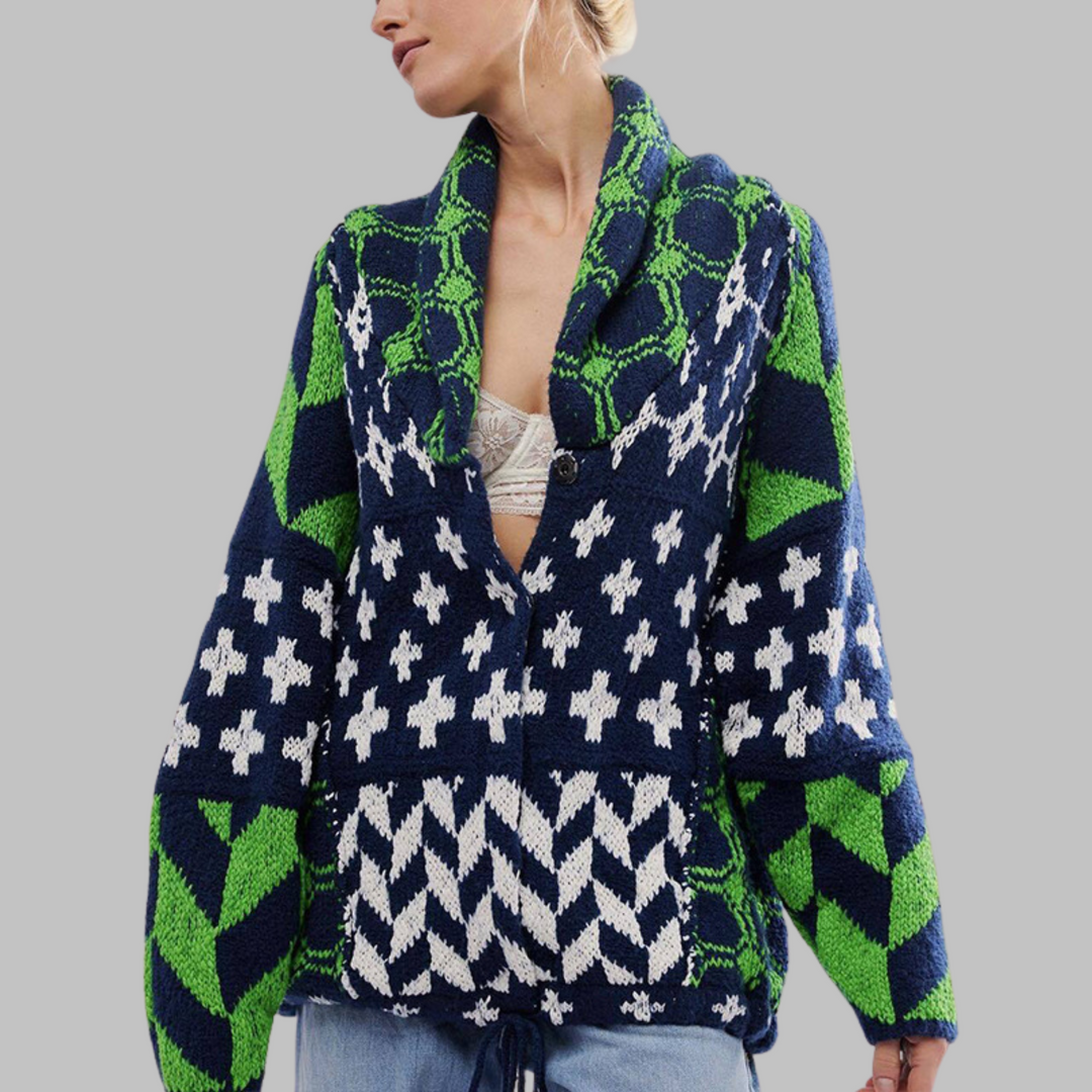 Women's Boho Shawl Collar Cardigan – Green