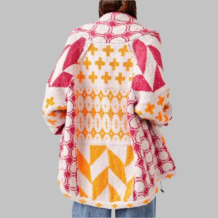 Women's Boho Shawl Collar Cardigan – Pink