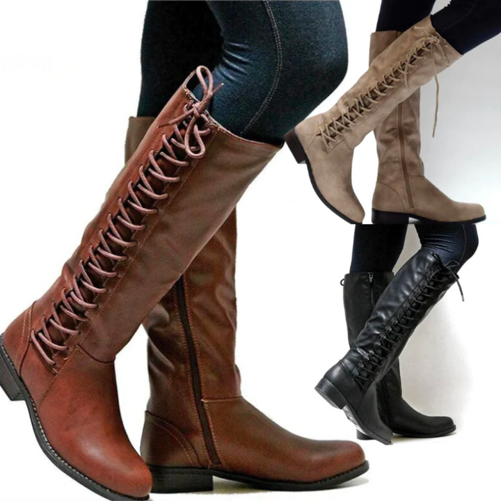 ROSINE | WOMEN'S KNEE HIGH BOOTS LACE UP WINTER RIDING 4