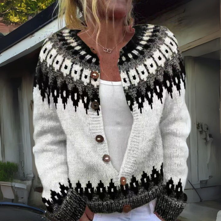 RUNA | WOMEN'S FAIR ISLE CARDIGAN SWEATER WOOL KNIT PATTERNED 1