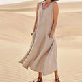 Ellie | Women's Sleeveless Midi Dress with Pockets